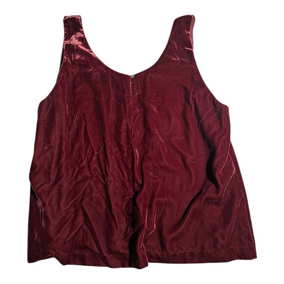 J. Crew Burgundy Red Velvet Back Button Sleeveless Shell Tank Top Sz 18 - Picture 2 of 7